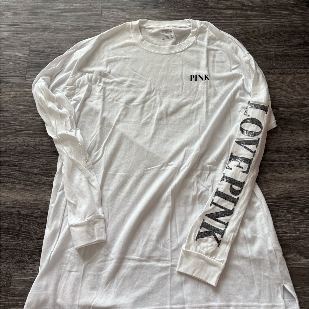 PINK Victoria's Secret White Long Sleeve Tee